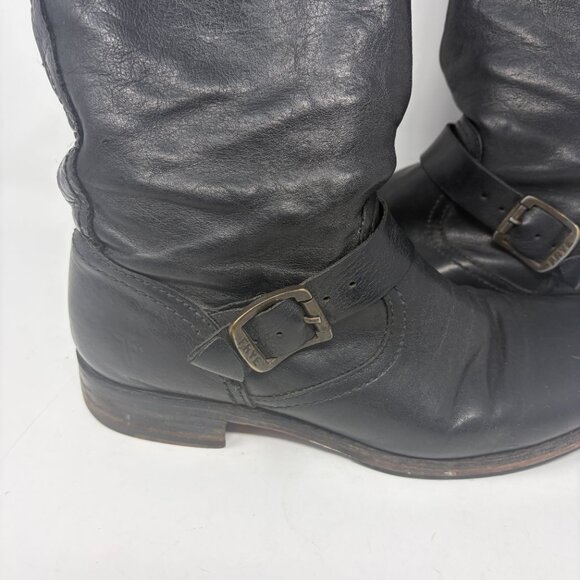 Frye Veronica Slouch Boots tall black leather 10 women's - Picture 2 of 16